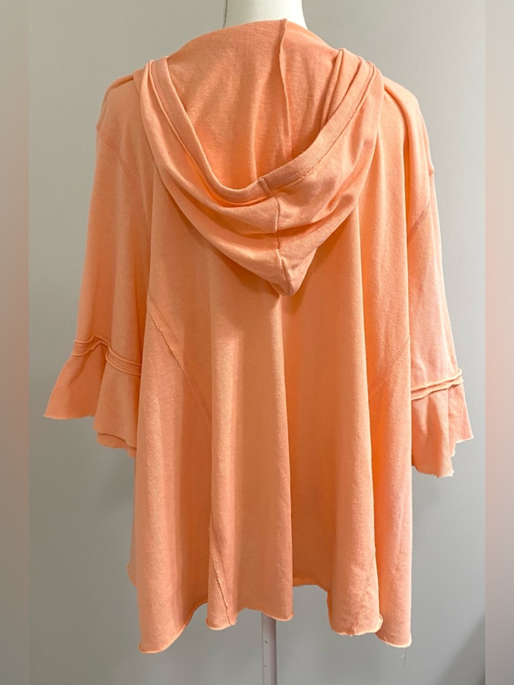 Easel Womens L Solid Orange Hooded Top Boho Summer Beach Lightweight Cottagecore - Picture 4 of 14